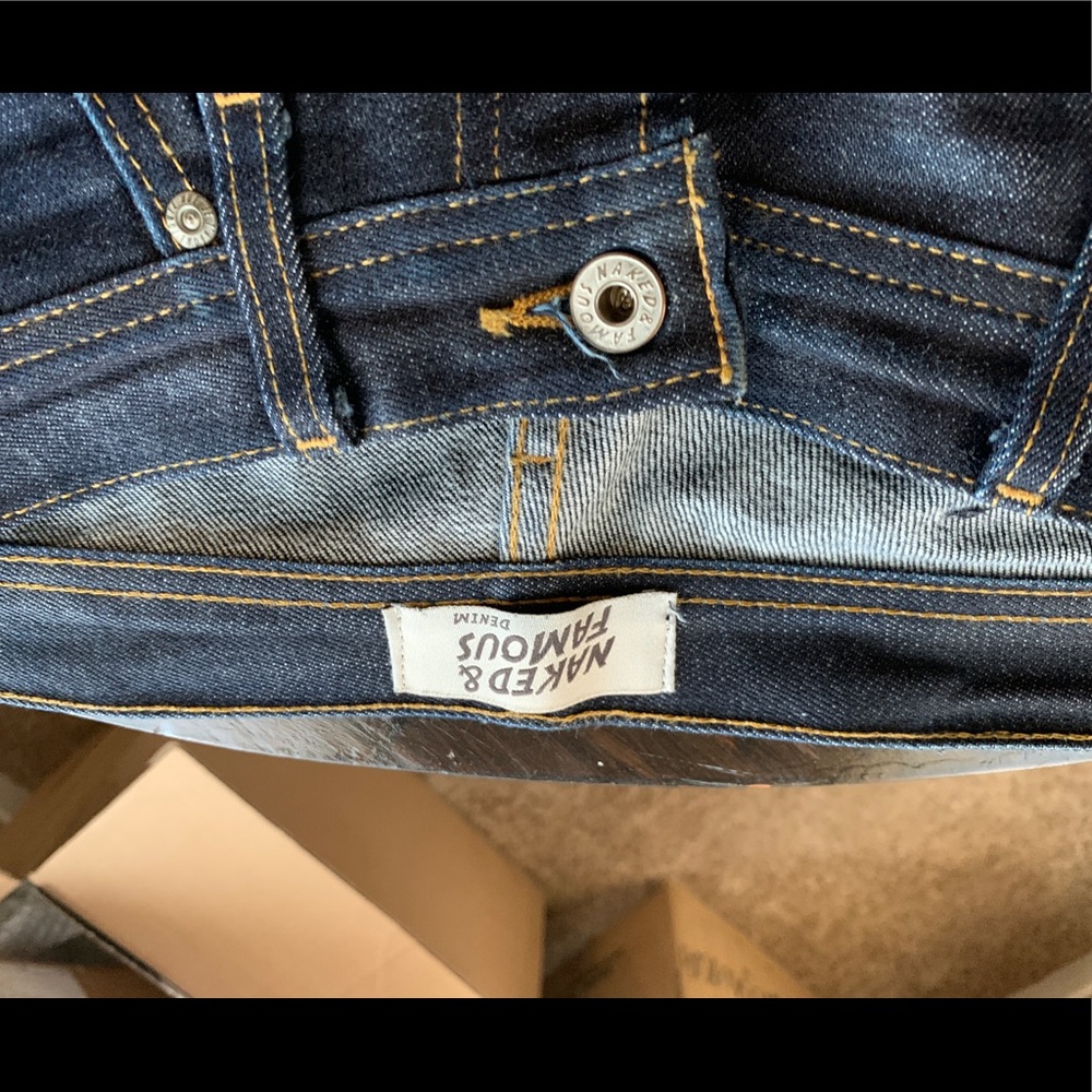 Naked and Famous Mens 34 W Dark Wash New Guy Tall